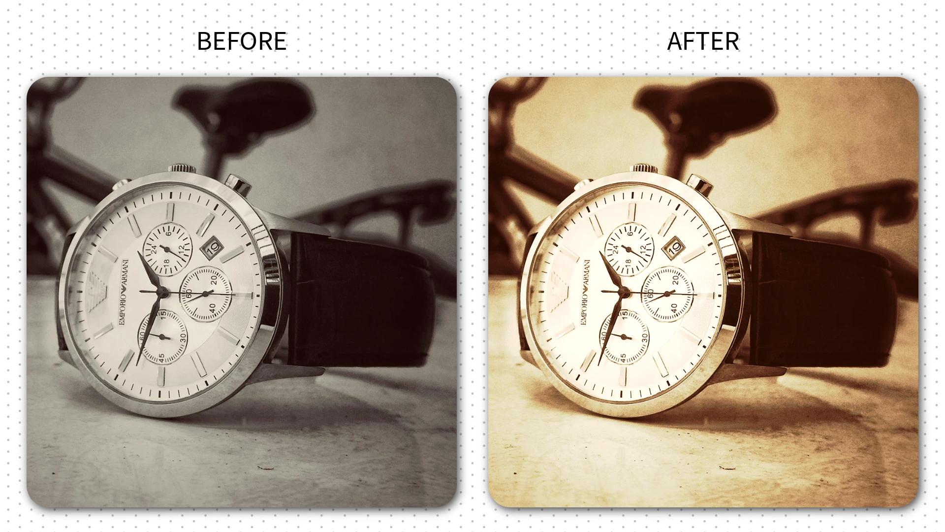 AI Photo Color Correction of man wrist watch using AfterTaken