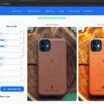 AI Photo Color Correction of phone cover showing controlling parameters of colors
